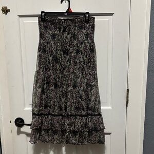 Black and Gray Floral Maxi Skirt